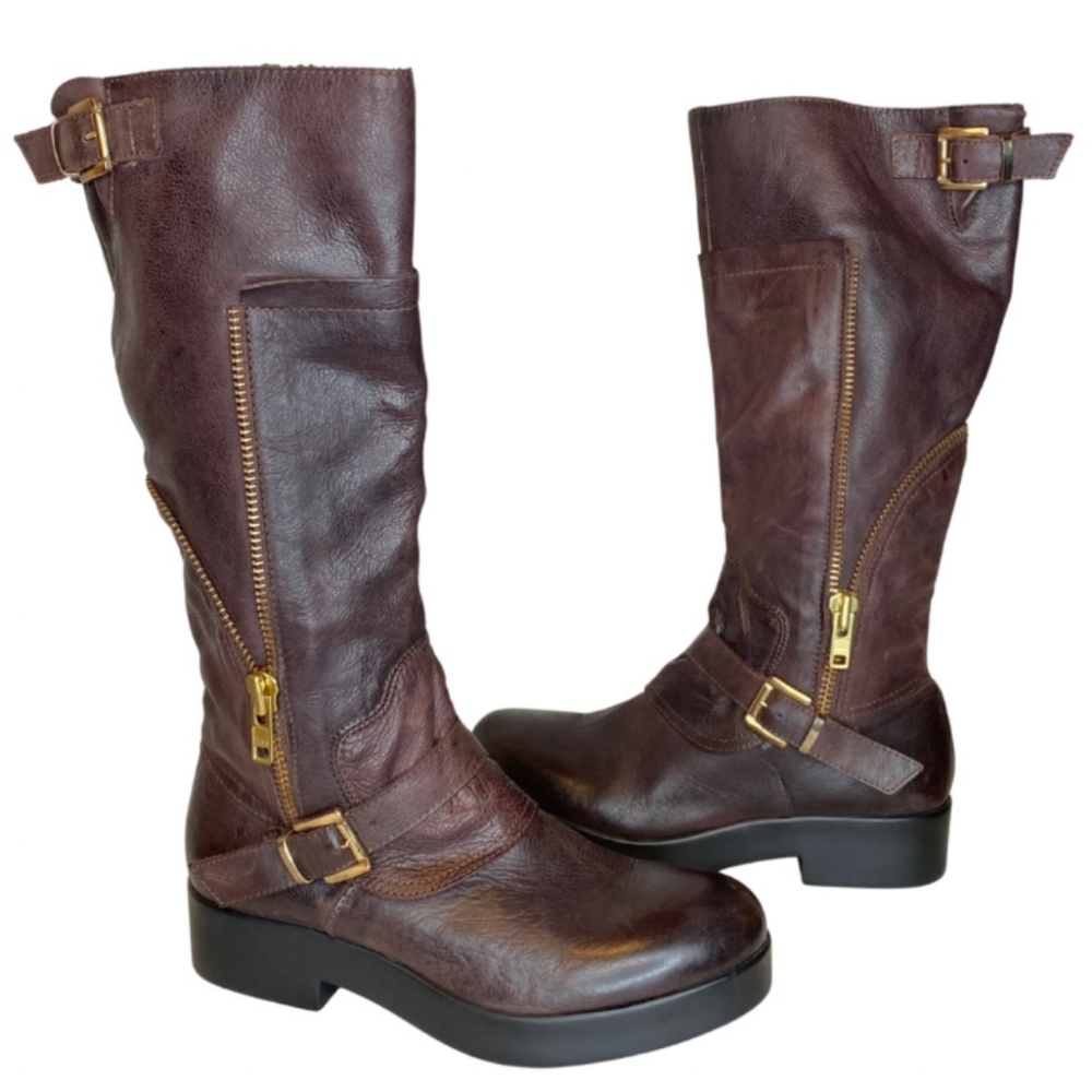 Piampiani Elegant Italian Distressed Leather Boots In Cranberry